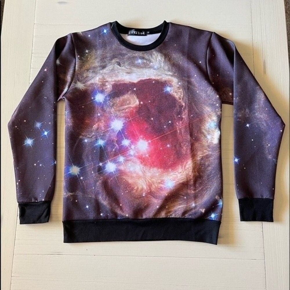 1991 Inc Amazing Galaxy Sweatshirt Bling Hip Hop Skateboard Outwear Size Medium